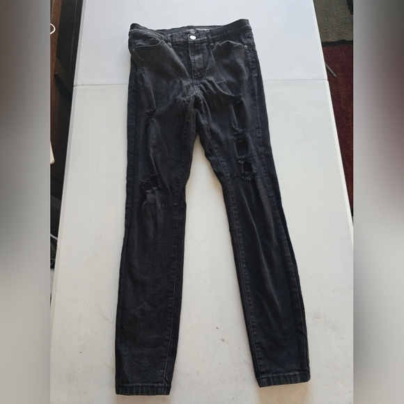 Ny&C Jeans Women Size 6 Black 28x30 Light Wash High Rise Distressed Skinny - Picture 3 of 11